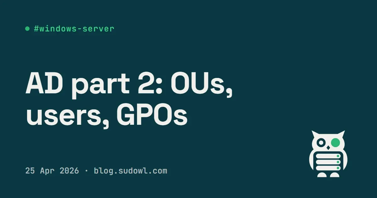 Active Directory Part 2 — OUs, Users, and GPO Basics
