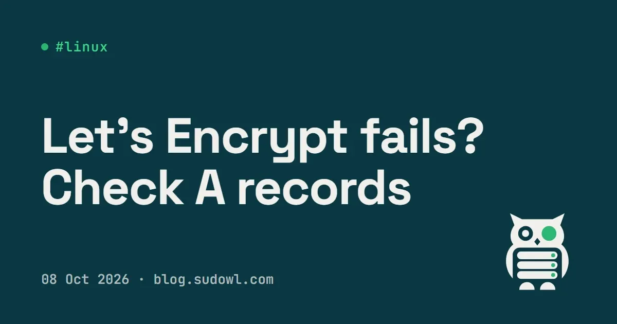 Let's Encrypt Kept Failing After a Server Move. The Culprit Was a Second A Record.